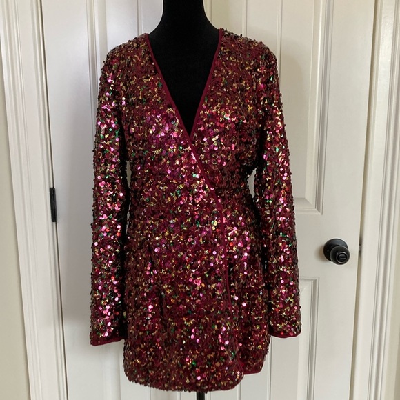Sequin Wrap Dress in Multicolor by [Brand] - Picture 1 of 11